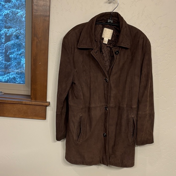 J. Jill Brown leather chore coat, M - Picture 2 of 16